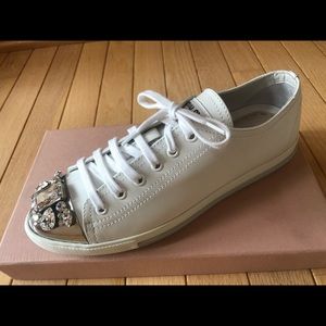 Miu Miu  Swarovski crystal toe-cap sneakers